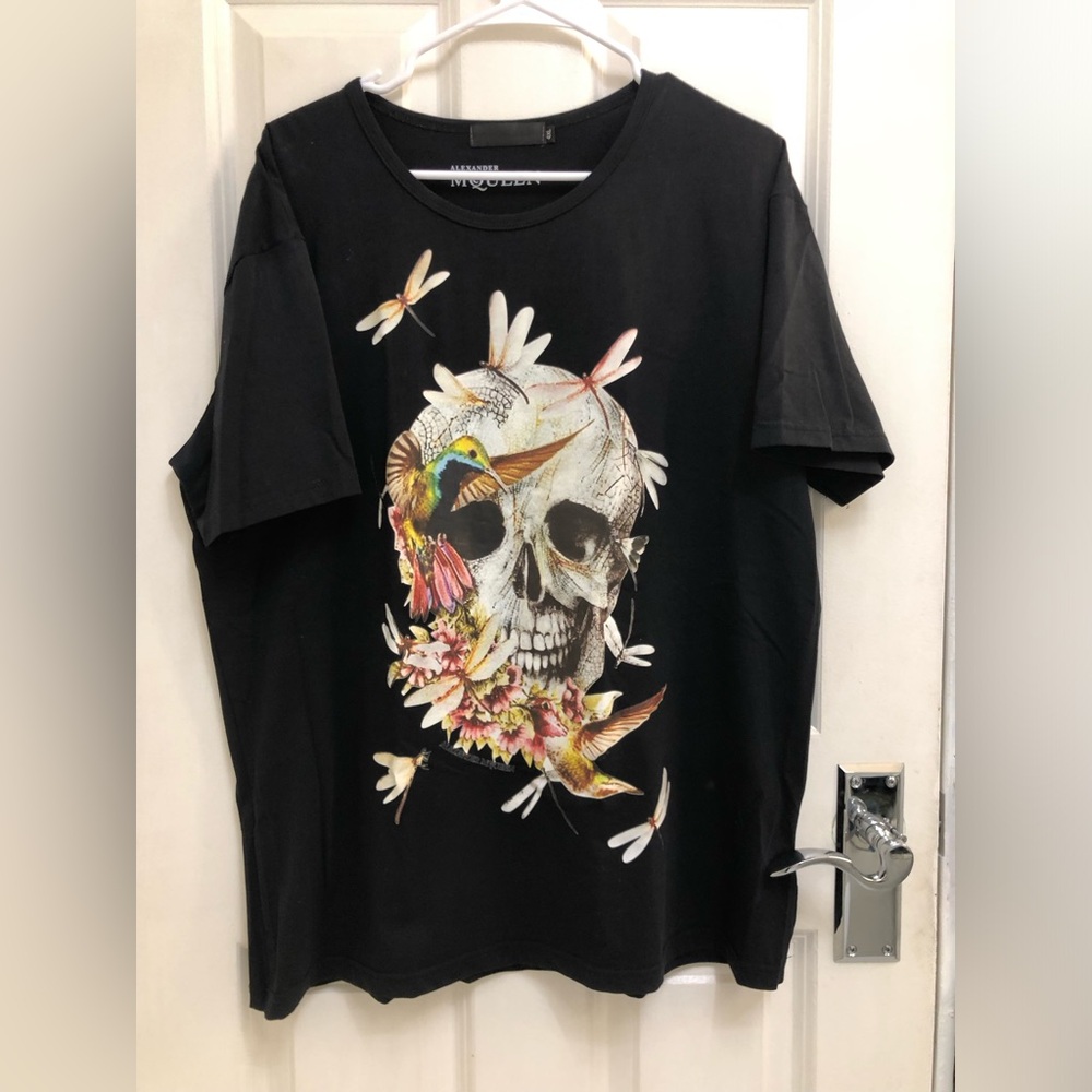 Alexander McQueen sz.L Black Skull Print T Shirt LIKE NEW